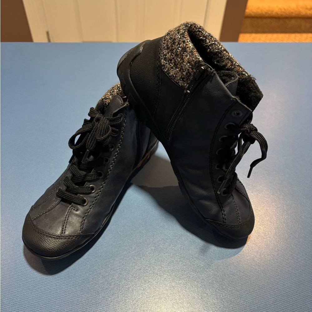 Rieker Black and Gray High-Top Sneakers
